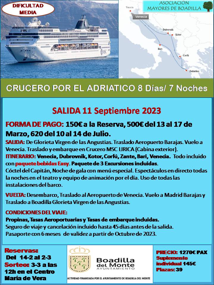 CRUCERO POR EL ADRI�TICO: 11 SEPTIEMBRE 2023